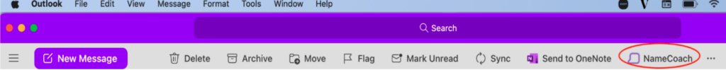 image of namecoach on outlook navigation bar